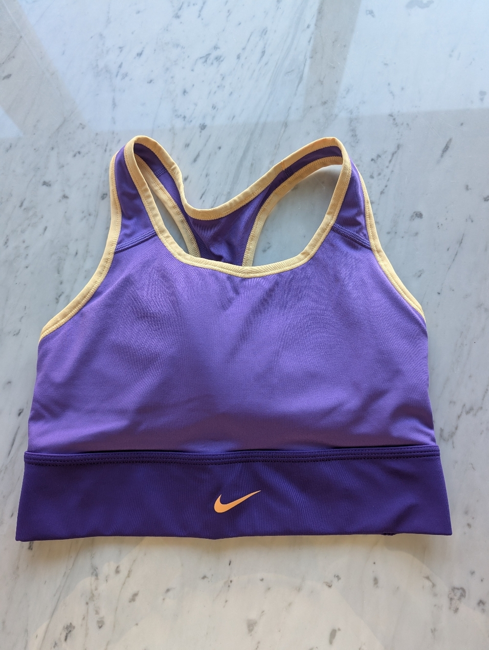Nike Women's Purple Swim Bikini Top with Yellow Trim